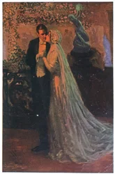 Giovane coppia dopo la cerimonia, c.1920 (illustrazione)
