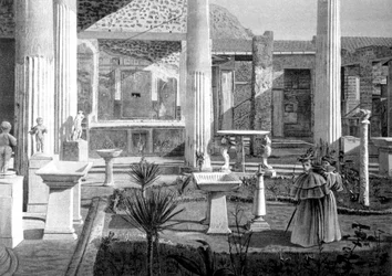 Turisti in visita alle rovine di Pompei, inizio XX secolo