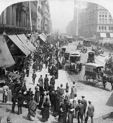 Scena di strada a Chicago, Illinois, USA, 1896