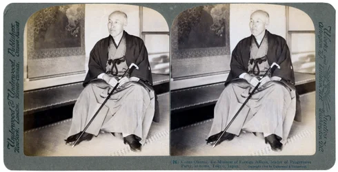 Il conte Okuma, ex ministro degli Affari esteri, leader del Partito progressista, Tokyo, Giappone, 1904.