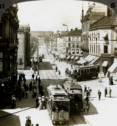Via Karl Johans e Palazzo Reale, Christiania Oslo, Norvegia