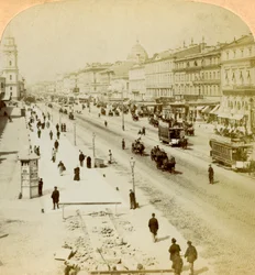 Prospettiva Nevskij, la via principale di San Pietroburgo, Russia, 1897