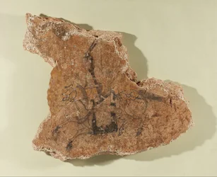 Frammento di murale con cavaliere a cavallo