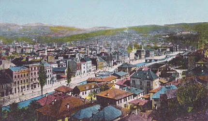 Cartolina raffigurante Sarajevo e il Quay Appel