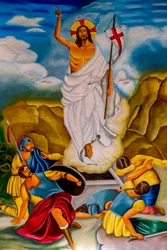 Affresco della Resurrezione nella parrocchia cattolica di Cristo Risorto di Hedzranawoe, Lomé, Togo