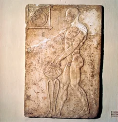 Rilievo votivo romano di atleta del periodo repubblicano, Roma, II secolo a.C.