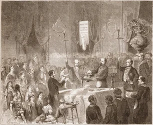 Un battesimo massonico nella loggia della Fraternelle Amitive nel 1861.