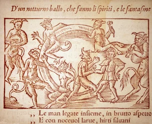 Un Sabba, incisione di Olaus Magnus (1490-1557), religioso e geografo svedese, - in "Historia de Gentis Septentrionalibus"