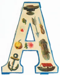 A: incudine, carciofo, freccia, asso di cuori, lesina, mela, astro, ancora, arco di Noè, asparagi