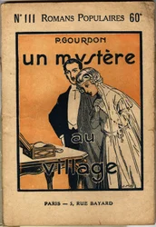 Una coppia di giovani spose scopre una lettera che fa la gioia della moglie ma sorprende molto il marito. Illustrazione di copertina per il romanzo popolare "Un mystere au village" di P. Gourdon, edizione bonne presse, Parigi 1923. Collezione Selva.
