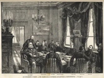 Una riunione della Conferenza Europea di Costantinopoli - Guerra serbo-bulgara - Una riunione della conferenza diplomatica a Costantinopoli - 1885 - nell