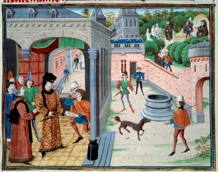 Un messaggero. Miniatura dal manoscritto Renaud de Montauban o Les quatre fils Aymon di Loyset Liedet (attivo tra il 1448 e il 1478)