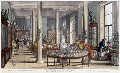 Un negozio di porcellane a Londra (Inghilterra) Wedgwood & Byerley - Litografia intorno al 1800