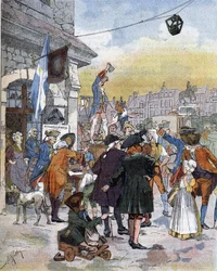 Una scena di reclutamento nel XVIII secolo, un