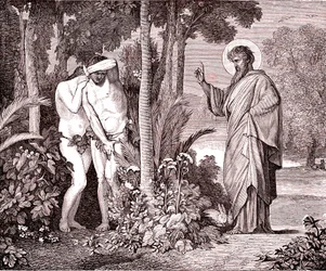 Adamo ed Eva, fac-simile dal libro di Louis Veuillot "Gesù Cristo" stampato a Parigi