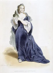 Adrienne Lecouvreur (1692-1730), attrice francese. In "Le plutarque francais" 1844 - 1847, di Mennechet. Biblioteca delle Arti Decorative di Parigi