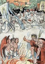 Dopo un periodo di divieto di manifestazioni pubbliche religiose, riprendono le processioni e i pellegrinaggi in Francia Illustrazione da "Le pelerin" del maggio 1921