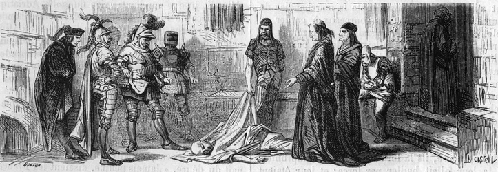 Alessandro VI consegna Jeme, un principe turco, avvelenato, morto poco dopo. Incisione del XIX secolo.