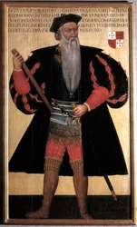 Afonso de Albuquerque (1453-1515), il Grande. Ritratto del navigatore ed esploratore portoghese. Dipinto del XVI secolo. Lisbona, Museu Nacional de Arte Antiga