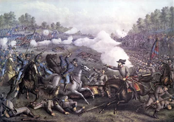 Guerra civile americana (1861 - 1865): Battaglia di Opequon o Terza battaglia di Winchester, Virginia 19 settembre 1864. Incisione del XIX secolo