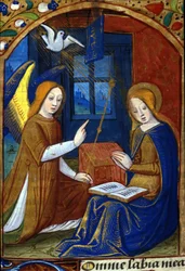 Annunciazione. Manoscritto del XV secolo. Biblioteca Nazionale Braidense, Milano