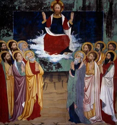 Ascensione, Vita di Cristo (XV secolo), affreschi, Cappella di San Sebastiano, Villard-de-Lans, Rodano-Alpi, Francia