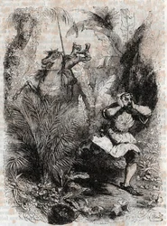 Astolfo fa fuggire Caligorante - incisione del 1851 da 