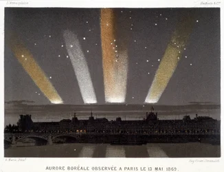 Aurora Boreale osservata a Parigi il 13/05/1869 - in "Magnetismo ed Elettricità" di Amédée Guillemin