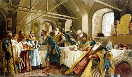 Banchetto in occasione del matrimonio del boiardo in Russia