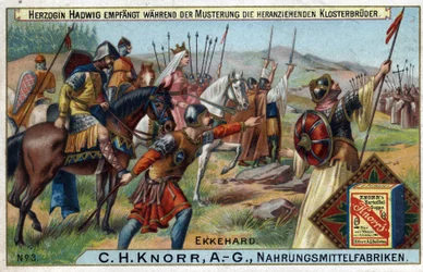 Invasioni barbariche - Durante la revisione delle truppe, la duchessa Hadwig riceve i monaci che si avvicinano sullo sfondo