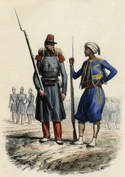 Battaglione della Legione Straniera, formato e inviato in Algeria nel 1831; Battaglione dei Tirailleurs Indigeni, formato e inviato in Algeria nel 1841, in 