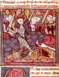 Battaglia delle Fiandre Miniatura da "Grandes Chroniques de France" 1375-1379 Biblioteca Municipale, Castres