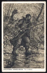 Belgio: Una cartolina belga prodotta durante la Prima Guerra Mondiale e venduta per raccogliere fondi per i soldati belgi sventurati.
