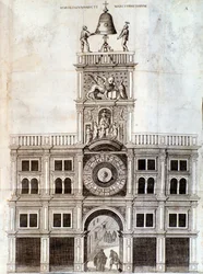 Campanile della chiesa di San Marco a Venezia. Pagina da De campanis di Rocca