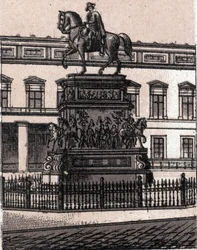 Berlino, Germania: statua di Federico II il Grande (Federico il Grande) in "Il mondo illustra 168 vedute"