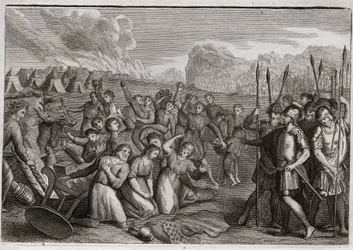 Bibbia di Royaumont, Antico Testamento: Distruzione di Hai. Giosuè, dopo la rovina di Gerico, attacca la città di Hai, dove viene respinto a causa del crimine di Akan, ma dopo la punizione di Akan, prende la città