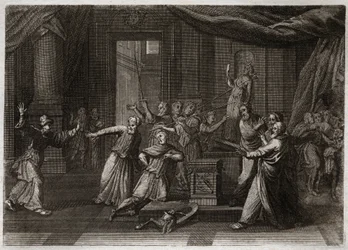 Bibbia di Royaumont, Antico Testamento: Generosità di Matatia. Matatia, padre dei Maccabei, uccide un ebreo che sacrificava agli idoli per un santo zelo della legge di Dio. Illustrazione del 1811