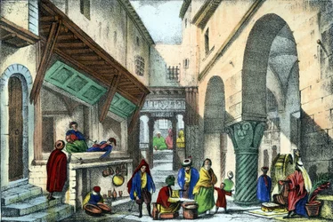 Boutiques di una strada di Algeri. in “L