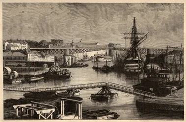 Brest - Il porto militare - Finistere - Bretagna - incisione in 