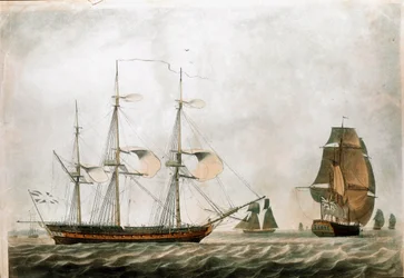 Fregata britannica del XVIII secolo (stampa del XIX secolo)
