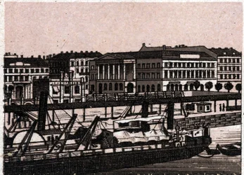 Budapest, Ungheria: vista del molo del Danubio. in 