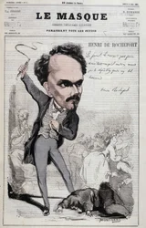 Cartone animato di Henri de Rochefort, giornalista e politico francese che mostrava posizioni repubblicane ostili al peggio. in 