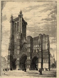 Cattedrale Saint-Pierre-et-Saint-Paul di Troyes - Champagne-Ardenne - incisione in "PATRIE - DESCRIZIONE PITTORESCA DELLA FRANCIA IN 6 VOLUMI BY LUCIEN HUARD - fine XIX secolo
