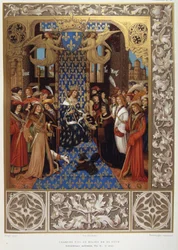 Carlo VIII al centro della sua corte - da una miniatura