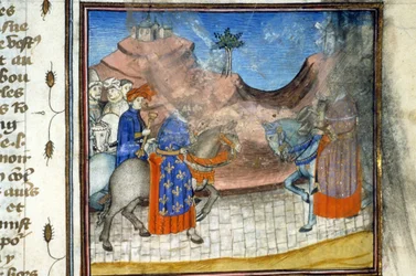 Carlo VI. Miniatura (512, 452r): Richiesta di autorizzazione alla Biblioteca Municipale di Tolosa (tel: 05 62 27 66 66)
