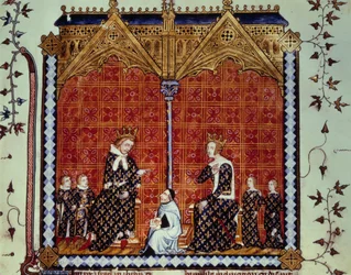 Carlo V il Saggio e Giovanna di Borbone, circondati dai loro figli