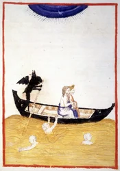 Caronte fa attraversare a Dante e Virgilio il fiume Acheronte nell