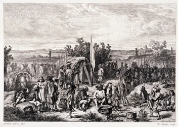 Chouans al bivacco - in "La bretagne ancienne et moderne" di Pitre-Chevalier, edito da W. Coquebert