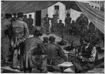 Combattimento di galli in Belgio nel 1888 - Incisione in 