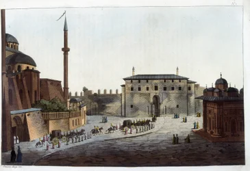 Costantinopoli: Porta del Serraglio. Solimano il Grande fu il primo a portare tutta la sua corte e l